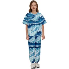 Summer Ocean Waves Kids  Tee And Pants Sports Set by GardenOfOphir