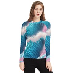 Pink Sea Water Women s Long Sleeve Rash Guard by GardenOfOphir