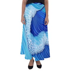 Waves Blue Ocean Flared Maxi Skirt by GardenOfOphir