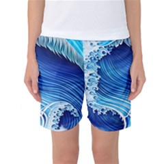 Watercolor Wave Women s Basketball Shorts by GardenOfOphir