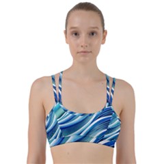 Blue Ocean Waves Line Them Up Sports Bra by GardenOfOphir