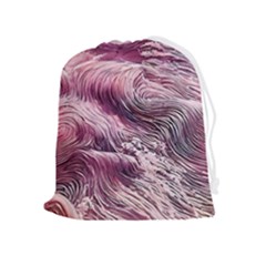 Abstract Pink Ocean Waves Drawstring Pouch (xl) by GardenOfOphir