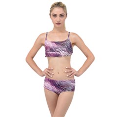 Abstract Pink Ocean Waves Layered Top Bikini Set by GardenOfOphir