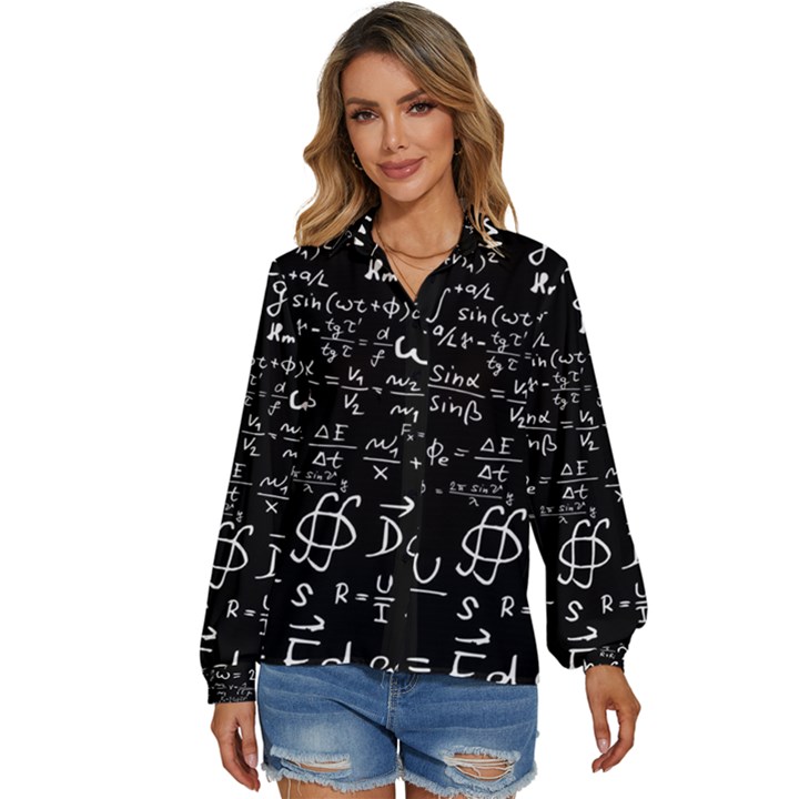 E=mc2 Text Science Albert Einstein Formula Mathematics Physics Women s Long Sleeve Button Down Shirt