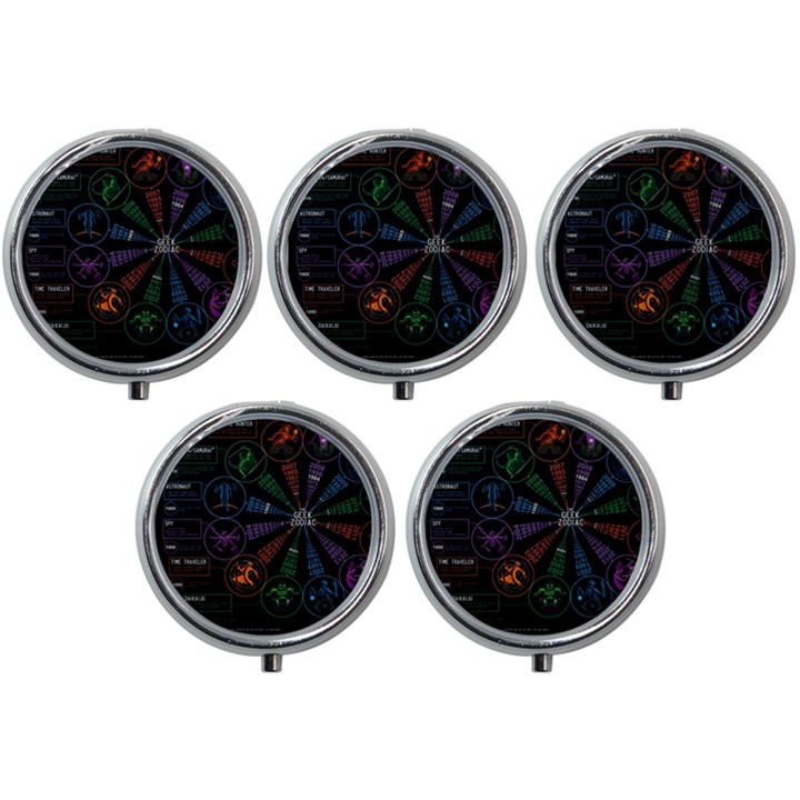 Zodiac Geek Mini Round Pill Box (Pack of 5)