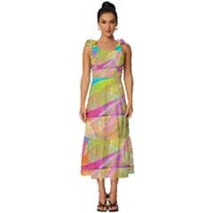 Abstract-14 Tie-strap Tiered Midi Chiffon Dress by nateshop