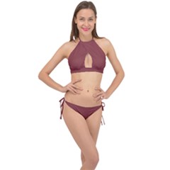 Cordovan Brown	 - 	cross Front Halter Bikini Set by ColorfulSwimWear