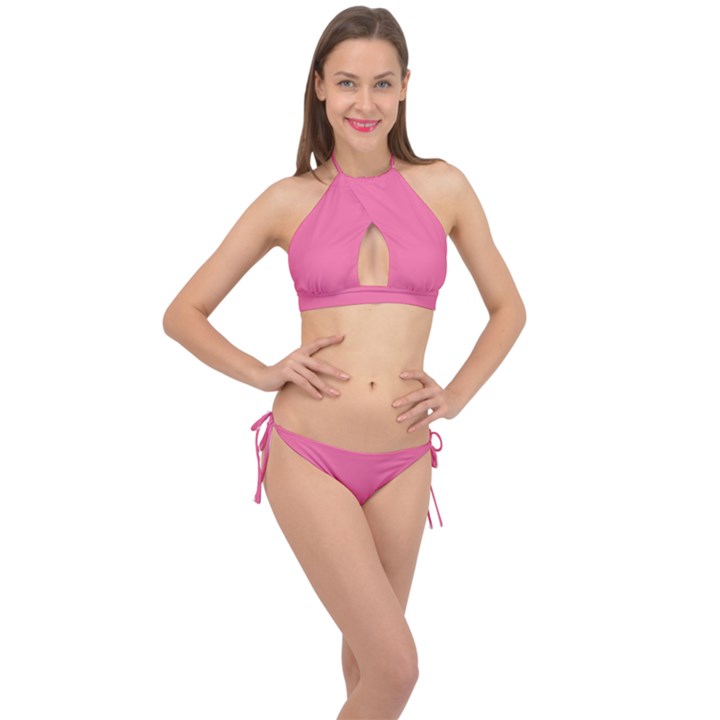 Cyclamen Pink	 - 	Cross Front Halter Bikini Set