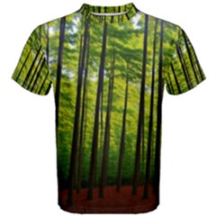 Green Forest Jungle Trees Nature Sunny Men s Cotton Tee by Ravend