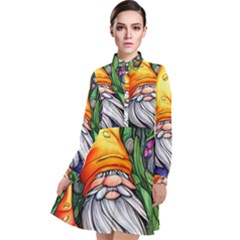 Magic Mushroom Charm Toadstool Glamour Long Sleeve Chiffon Shirt Dress by GardenOfOphir