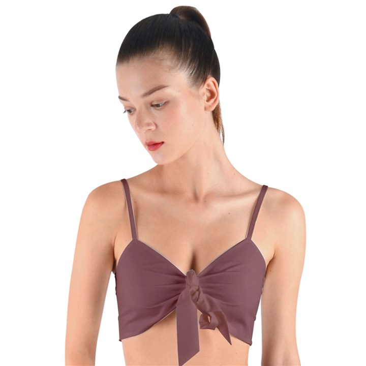 Ruby Wine Brown	 - 	Woven Tie Front Bralet