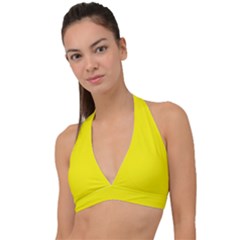 Sunshine Yellow	 - 	halter Plunge Bikini Top by ColorfulSwimWear