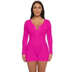 Magenta Pink	 - 	long Sleeve Boyleg Swimsuit by ColorfulSwimWear