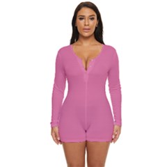 Thulian Pink	 - 	long Sleeve Boyleg Swimsuit by ColorfulSwimWear