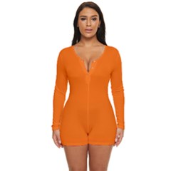 Tiger Orange	 - 	long Sleeve Boyleg Swimsuit by ColorfulSwimWear