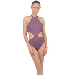 Raspberry Glace	 - 	halter Side Cut Swimsuit by ColorfulSwimWear