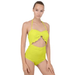 Maximum Yellow	 - 	scallop Top Cut Out Swimsuit by ColorfulSwimWear