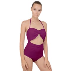 Plum Pie	 - 	scallop Top Cut Out Swimsuit by ColorfulSwimWear