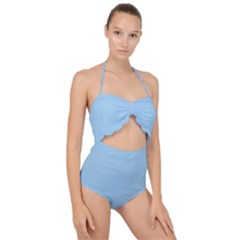 Jeans Blue	 - 	scallop Top Cut Out Swimsuit by ColorfulSwimWear