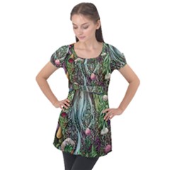 Craft Mushroom Puff Sleeve Tunic Top by GardenOfOphir