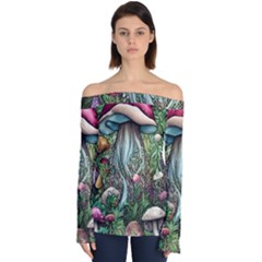 Craft Mushroom Off Shoulder Long Sleeve Top by GardenOfOphir