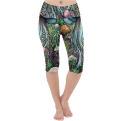 Craft Mushroom Lightweight Velour Cropped Yoga Leggings by GardenOfOphir