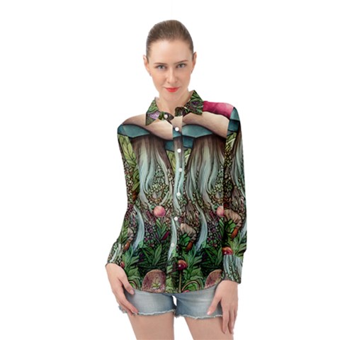 Craft Mushroom Long Sleeve Chiffon Shirt by GardenOfOphir