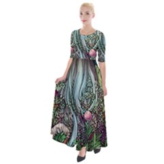 Craft Mushroom Half Sleeves Maxi Dress by GardenOfOphir