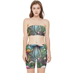 Craft Mushroom Stretch Shorts And Tube Top Set by GardenOfOphir