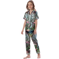 Craft Mushroom Kids  Satin Short Sleeve Pajamas Set by GardenOfOphir