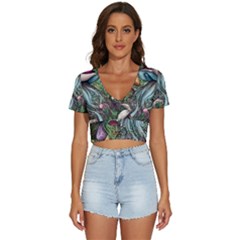 Craft Mushroom V-neck Crop Top by GardenOfOphir