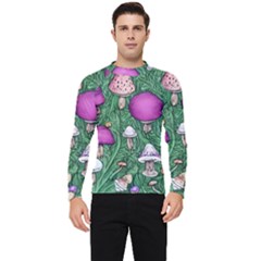 Woodsy Pottery Forest Mushroom Foraging Men s Long Sleeve Rash Guard by GardenOfOphir