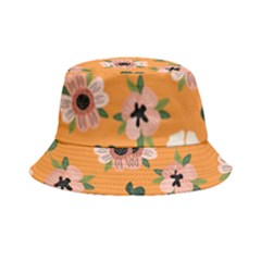 Flower Orange Pattern Floral Bucket Hat by Dutashop