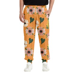 Flower Orange Pattern Floral Men s Elastic Waist Pants by Dutashop