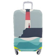 Lighthouse Ocean Nautical Sea Minimal Minimalist Luggage Cover (medium) by Pakemis