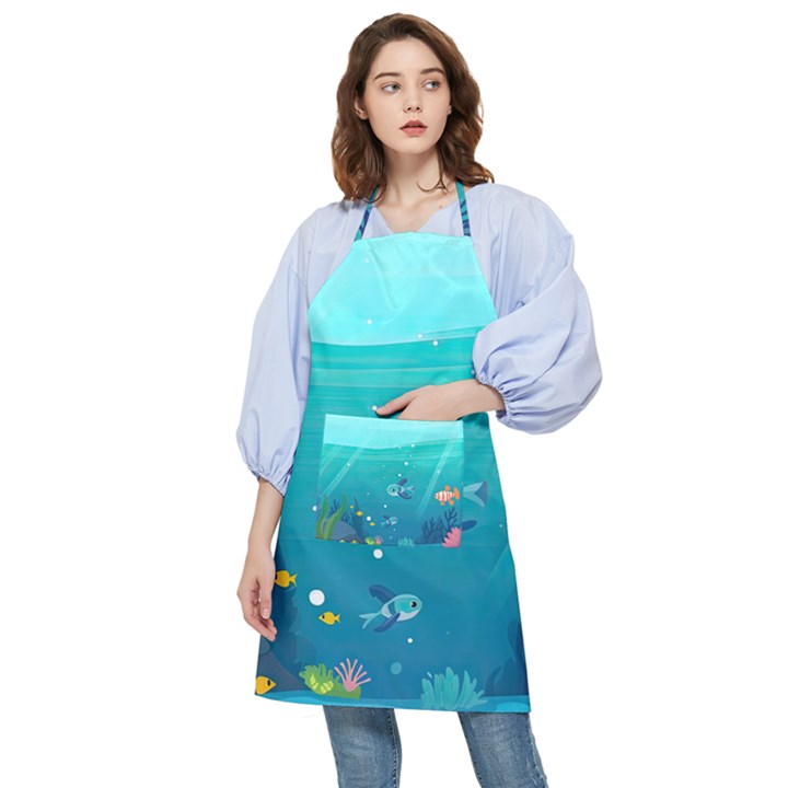 Ai Generated Ocean Sea Fish Aquatic Water Nature 2 Pocket Apron