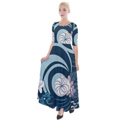 Flowers Pattern Floral Ocean Abstract Digital Art Half Sleeves Maxi Dress by Pakemis