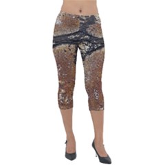 Rustic Charm Abstract Print Lightweight Velour Capri Leggings  by dflcprintsclothing