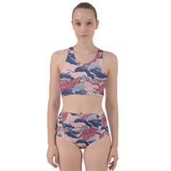 Waves Ocean Sea Water Pattern Rough Seas Racer Back Bikini Set by Pakemis