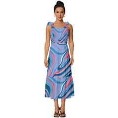 Fluid Art - Abstract And Modern Tie-strap Tiered Midi Chiffon Dress by GardenOfOphir