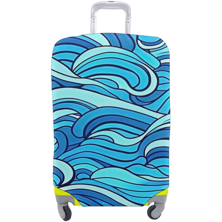 Pattern Ocean Waves Blue Nature Sea Abstract Luggage Cover (Large)