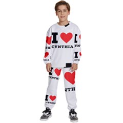 I Love Cynthia Kids  Sweatshirt Set by ilovewhateva