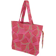 Watermelon Background Watermelon Wallpaper Drawstring Tote Bag by Wegoenart