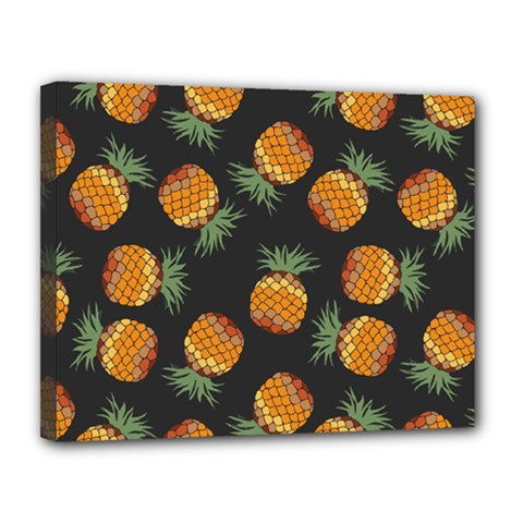 Pineapple Background Pineapple Pattern Canvas 14  X 11  (stretched) by Wegoenart