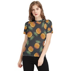 Pineapple Background Pineapple Pattern Women s Short Sleeve Rash Guard by Wegoenart