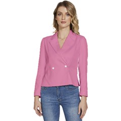 Aurora Pink	 - 	long Sleeve Revers Collar Cropped Jacket by ColorfulWomensWear