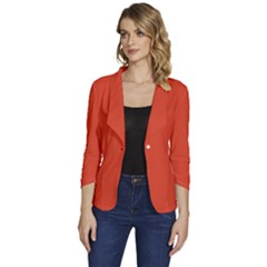 Tangerine Tango Orange	 - 	one-button 3/4 Sleeve Short Jacket by ColorfulWomensWear