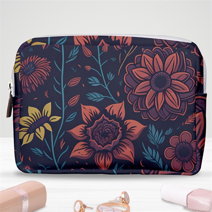 Flower Art Drawing Painting Spring Make Up Pouch (Medium)