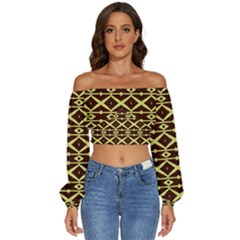 Pattern 15 Long Sleeve Crinkled Weave Crop Top by GardenOfOphir