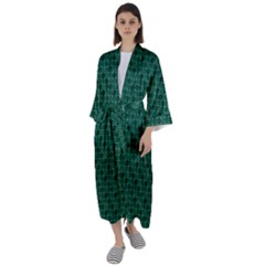 Green Pattern Maxi Satin Kimono by Sparkle